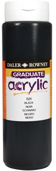 Daler Rowney Graduate Acrylic Color - Black, 500ml