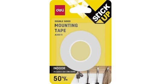 Deli Double Sided Mounting Tape, 25.4mm x 1.5m (1Inch x 60Inch)