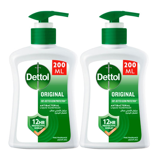 Dettol Original Pine Fragrance Antibacterial Handwash Pump, 2x200ml