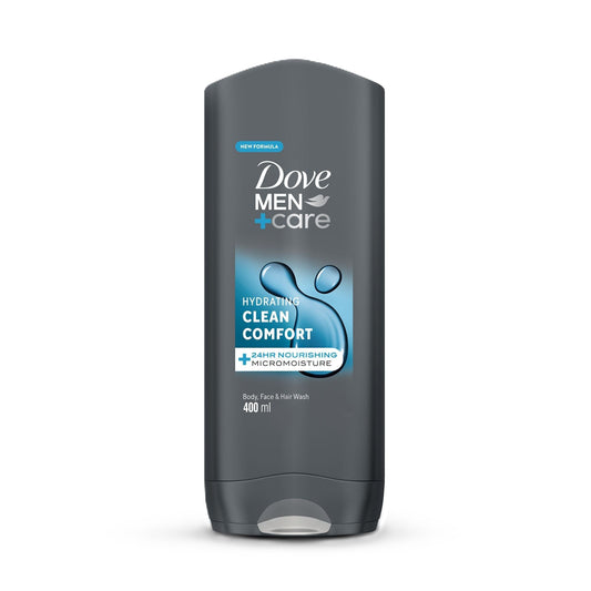 Dove Men+Care Hydrating Clean Comfort Body, Face & Hair Wash, 400ml
