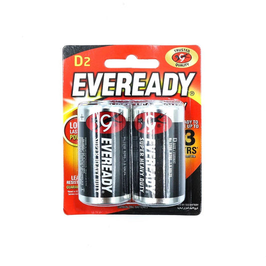 Eveready Super Heavy Duty D Batteries, 1.5v, 2 Pieces