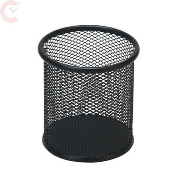 FIS Metal Mesh Pen Holder Round Black, 9x9.8cm