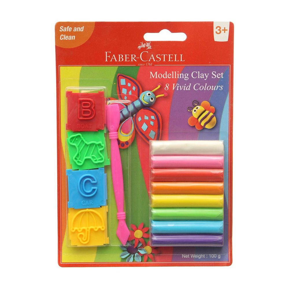 Faber Castell Modelling Clay Set 100 Gm (Pack of 8) Vivid Colours