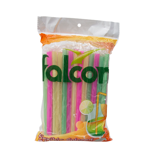 Falcon Flexeible Straw Color, 12mm, 50 Pieces