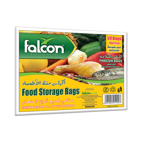 Falcon Food Storage Bags - Medium, 40x17cm (1 Pack x 50 Pieces)