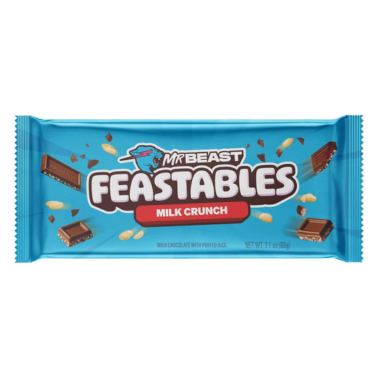 Feastables Mrbeast Milk Chocolate Crunch Bar with Puffed Rice, 60g