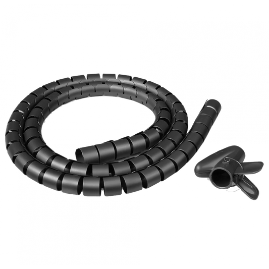 Flexible Polyethylene Spiral Wire Wrap Cable Organizer Sleeve - 28mm Dia 5M - Black
