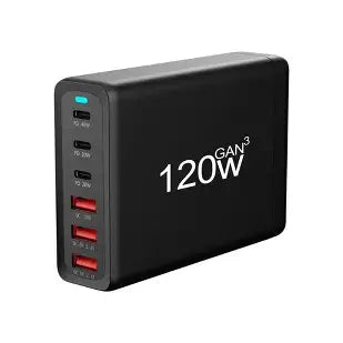 GaN Power Adapter 120W Fast Charger, Black