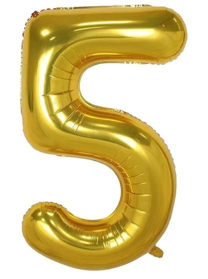بالون هيليوم ذهبي رقم 5، قطعة واحدة