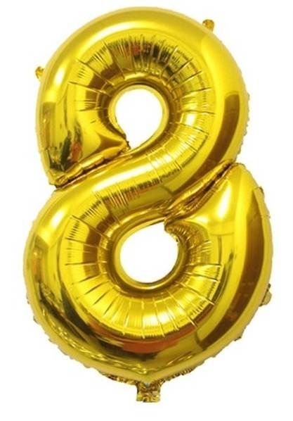 بالون هيليوم ذهبي رقم 8، قطعة واحدة