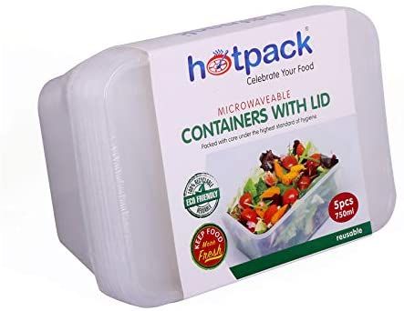 Hotpack Microwave Container Rectagular 500Ml 5Pcs Pkt