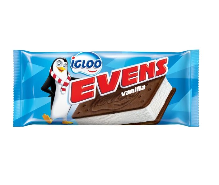Igloo Evens Vanilla Chocolate Sandwich Biscuit Ice Cream, 90ml