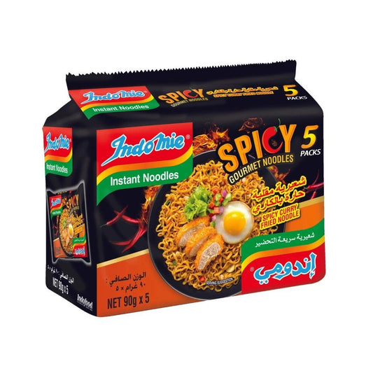 Indomie Spicy Curry Fried Instant Noodles Pack, 5x90g