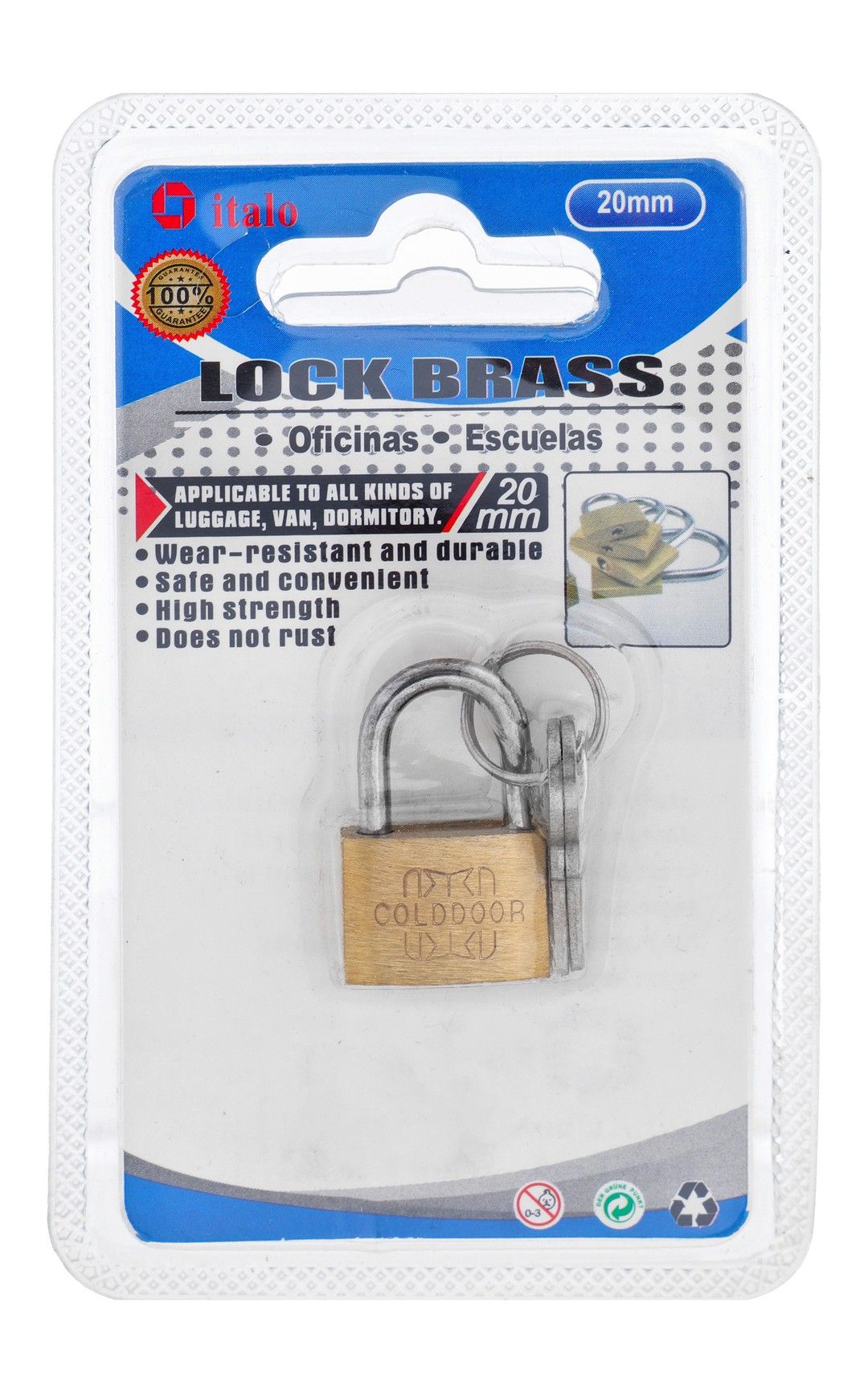 Italo Brass Security Lock, 20mm