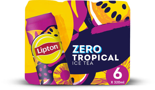 Lipton Zero Sugar Tropical Iced Tea Can, 6x320ml