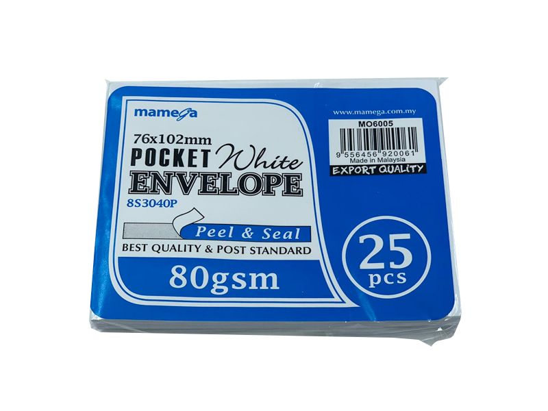 Mamega Pocket White Envelope 76 X 102Mm 25 Pieces