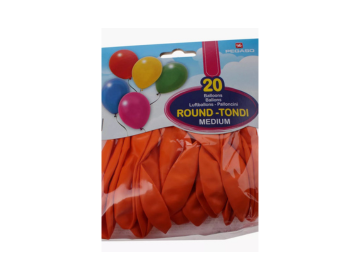 Medium Coloured Balloons - Orange, 20 Pieces