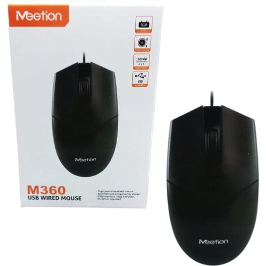 Meetion M360 USB Wired Optical Mouse Black