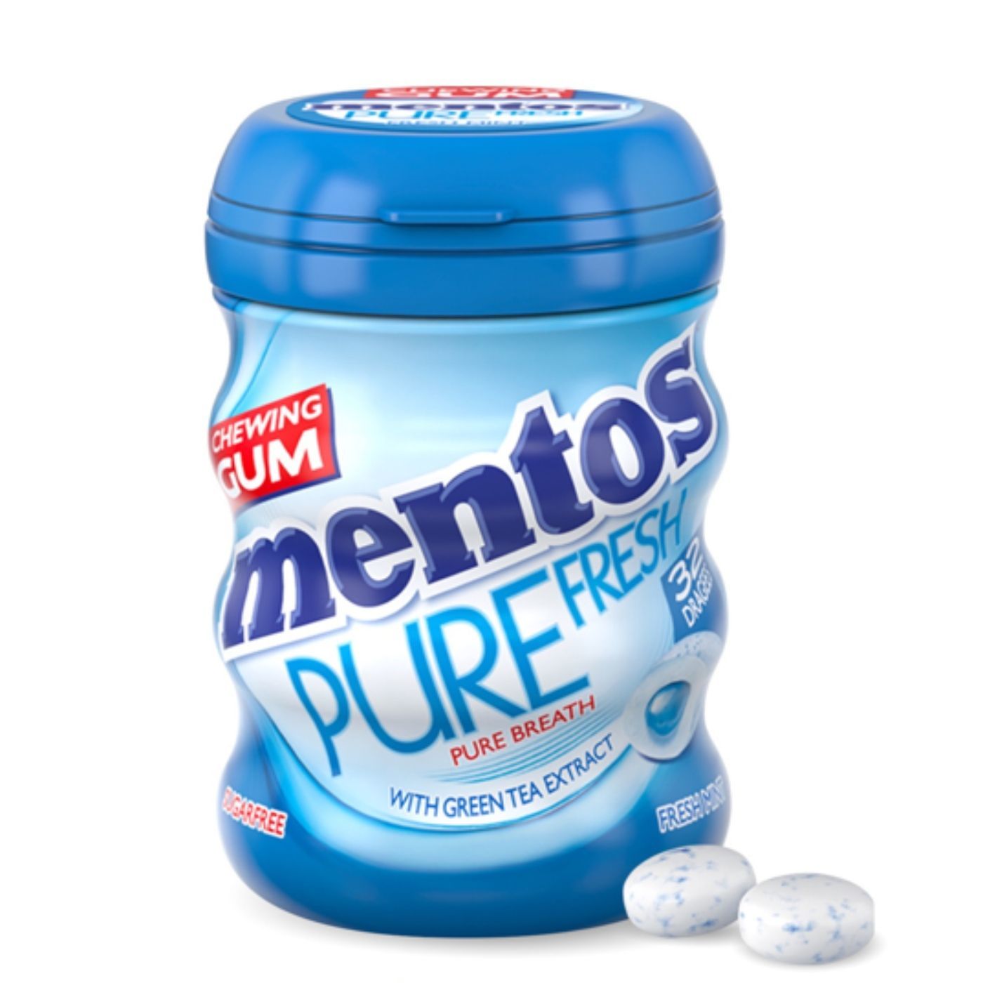 Mentos Pure Fresh Sugar Free Fresh Mint Chewing Gum, 56g