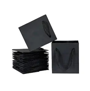 Mini Black Gift Bags, 12 Pieces