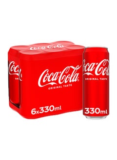 Coca-Cola Original Taste Carbonated Soft Drink Can, 6x330ml
