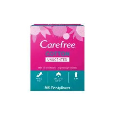 Carefree Cotton Feel Normal Unscented Medium Panty Liners, 56 Pieces