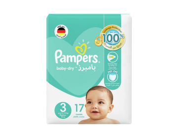 Pampers Baby-Dry Diapers, Size 3, 6-10 kg, 17 Diapers