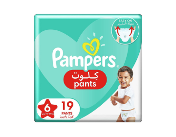 Pampers Baby-Dry Pants Diapers with Aloe Vera Lotion, Size 6, 16-21kg, Carry Pack, 19 Pieces