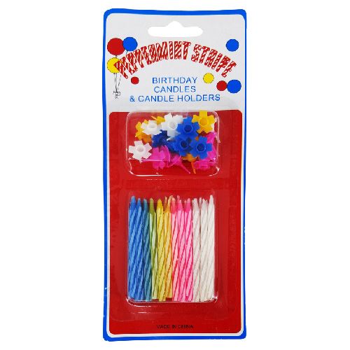 Party Birthday Candles and Candle Holders 1 Set