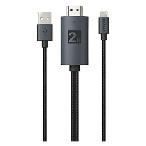 Porodo Braided HDMI Lightning Charging Cable, 2m