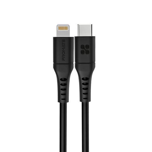 Promate 20W Power Delivery Usb C To Lightning Connector Cable - Black, 120cm