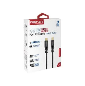 Promate Super Speed Fast Charging USB-C Cable, 240W