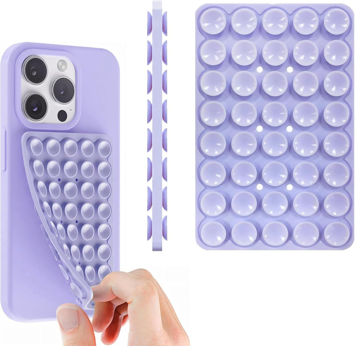 Purple Silicone Suction Phone Holder Pads, 2-Pack