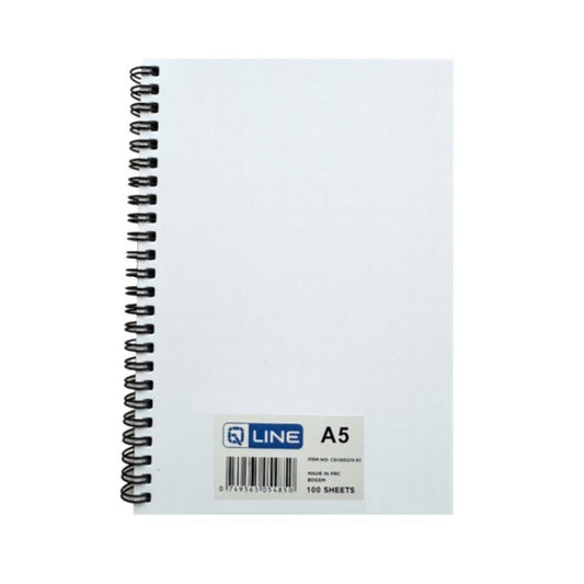 Q-Line Spiral Notebook 10mm Square A5 Size White, 100 Sheets