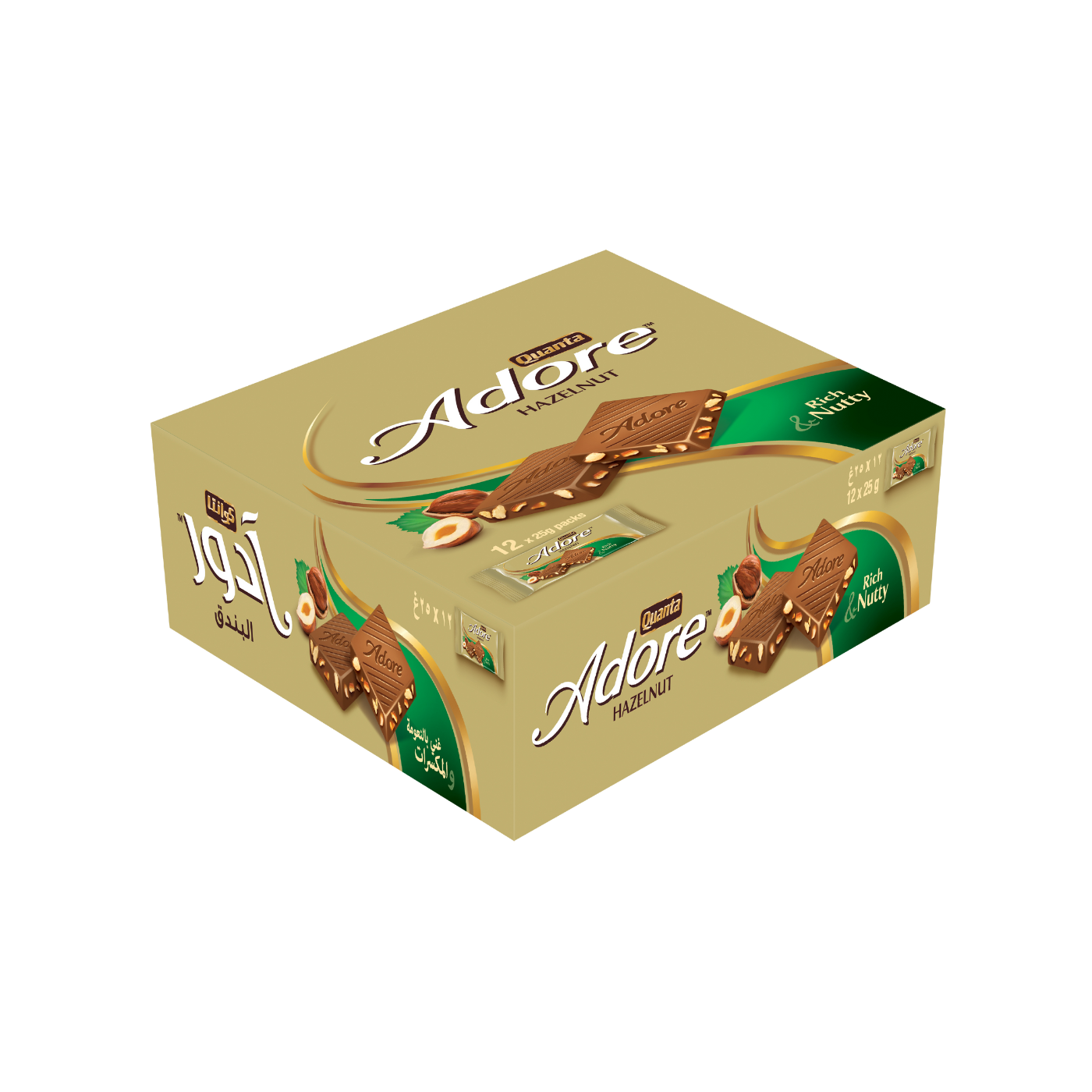 Quanta Adore Hazelnut Chocolate, 12 X25g