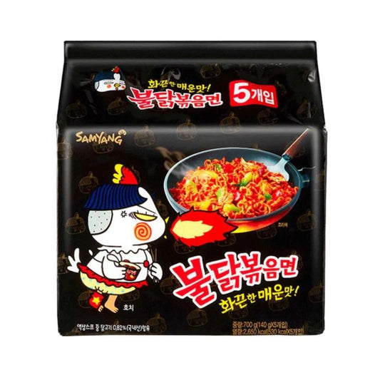 Samyang Buldak Original Hot Chicken Flavor Ramen Stir Fried Noodles Pack, 5x140g