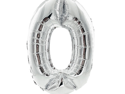 Silver Numeric Foil Balloon 0 No 4116