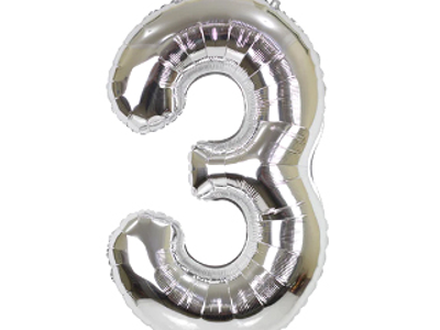 Silver Numeric Foil Balloon 3 No.4119