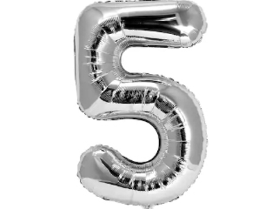 Silver Numeric Foil Balloon 5 No 4121