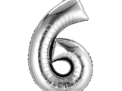 Silver Numeric Foil Balloon 6 No.4122