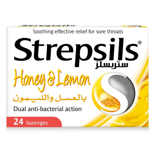 Strepsils Honey & Lemon Sore Throat Relief Lozenges, 24 Lozenges