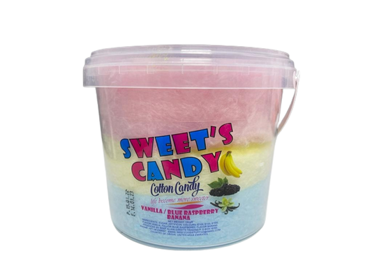 Sweet's Candy Vanilla, Blue Raspberry & Banana Cotton Candy, 60g