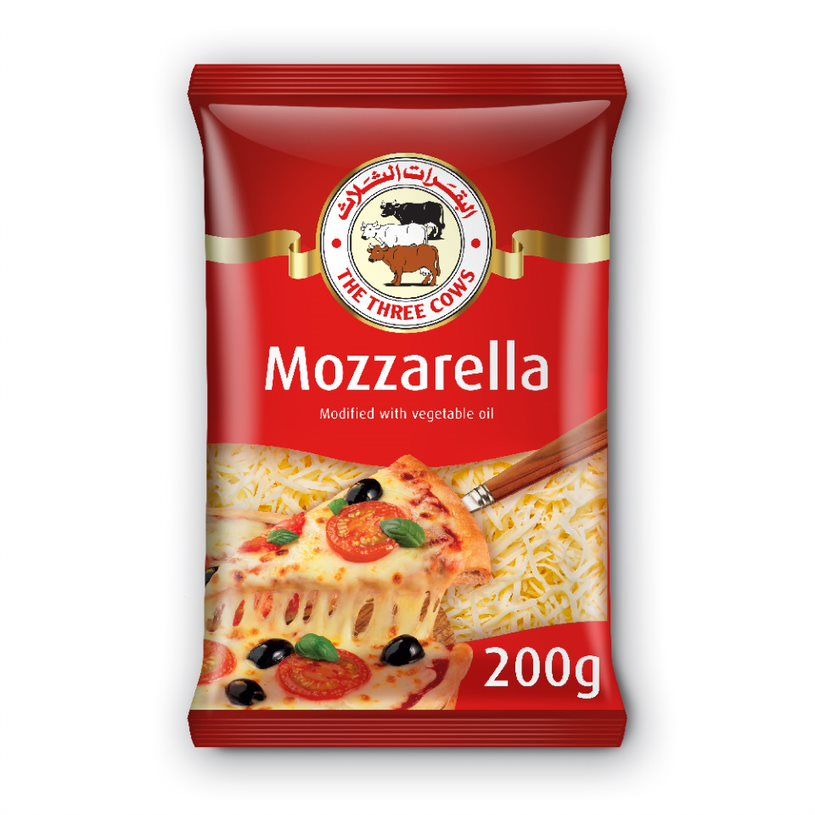 The Three Cows Shredded Mozzarella Cheese 200 g