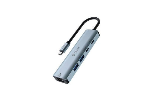 Type-C to USB 2 + Type-C + PD 100W 5-in-1 Hub - Grey