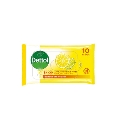 Dettol Antibacterial Citrus Skin Wipes, 10 Pieces