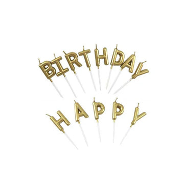 Happy Birthday Word Candle Golden -0803036