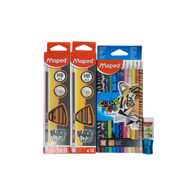 مجموعة أقلام تلوين مابد بلاك بيبس، ٢٤ قطعة + قلم تلوين + ممحاة + مبراة MDP-VP-117