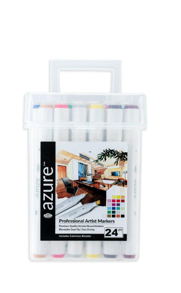 Royal & Langnickel Professional Artist Azure Basic Color Marker, 24 Pieces