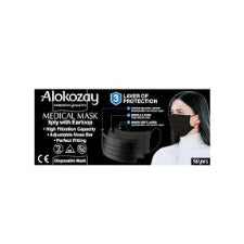 ALOKOZAY FACE MASK BLACK 3PLY 50PCS