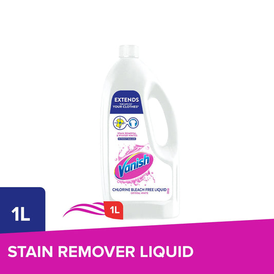 Vanish Crystal White Liquid Detergent Laundry Stain Remover, 1L
